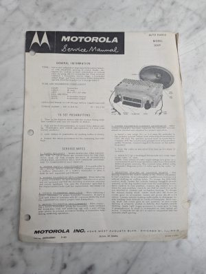 Motorola Automotive Radio Service Manual Model 10Ax 1060