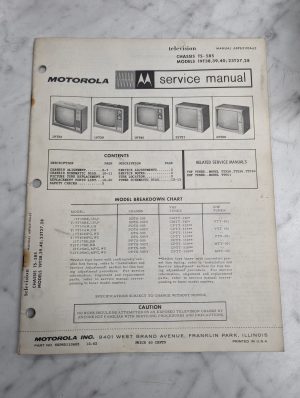 Motorola Television Service Repair Manual Chassis Ts-585 19T 23T 1962
