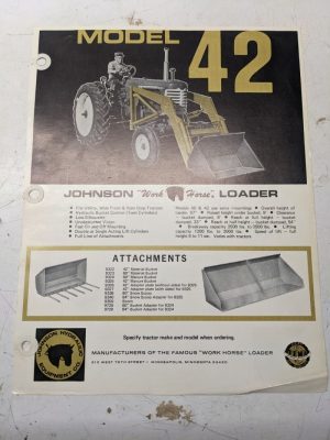 Johnson Work Horse Loader Model 40 & 42 Attachments Part Number Listing