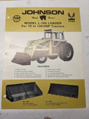 Johnson Work Horse Loader Model L-100 Attachments Part Number Listing Specs