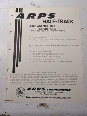 Arps Tractor Half-Track Axle Adapter Instructions Parts List H71 Mf Massey