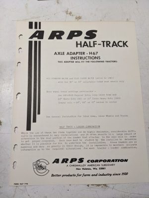Arps Tractor Half-Track Axle Adapter Instructions Parts List H67 Fordson Major