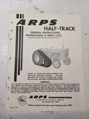 Arps Tractor Half-Track General Instructions Parts List Manual Book Ht 1069