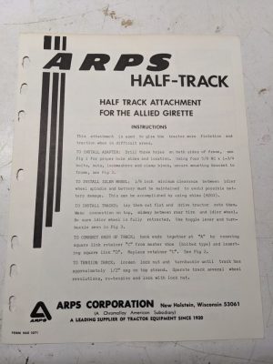 Arps Tractor Half-Track Axle Adapter Instructions Parts List Allied Girette