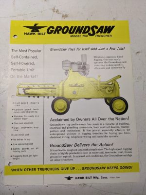 Hawk Bilt Groundsaw Trencher Brochure Specs Page Model 750