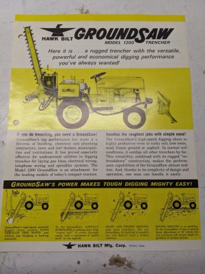 Hawk Bilt Groundsaw Trencher Brochure Specs Page Model 1200 Tractor Attachment