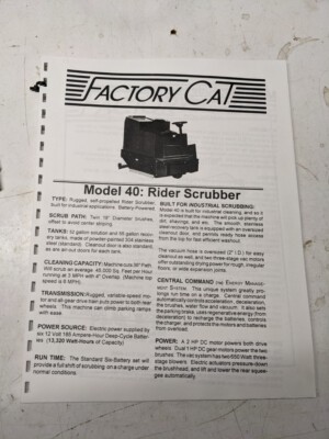 Factory Cat Operator Service Parts List Maintenance Book Diagrams Model 40
