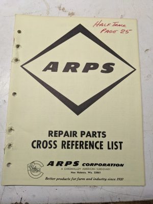Arps Repair Parts Cross Reference List Book Attachments Loader Halftrak