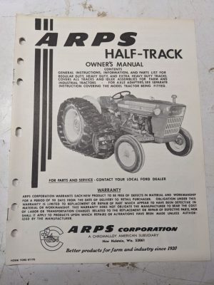Arps Tractor Half-Track Instruction Owner Manual Parts List Book Ht170 Ford 2000