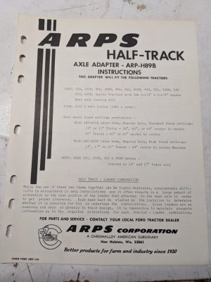 Arps Tractor Half-Track Axle Adapter Instructions Parts List H89B Case Ford