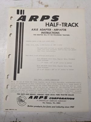 Arps Tractor Half-Track Axle Adapter Instruction Part List H72B Fordson Dexta