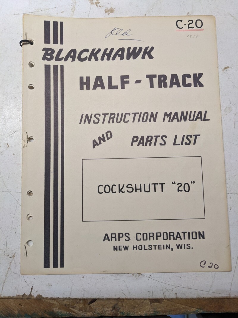 Arps Tractor Half-Track Instruction Owner Manual Parts List Cockshutt 20 C-20
