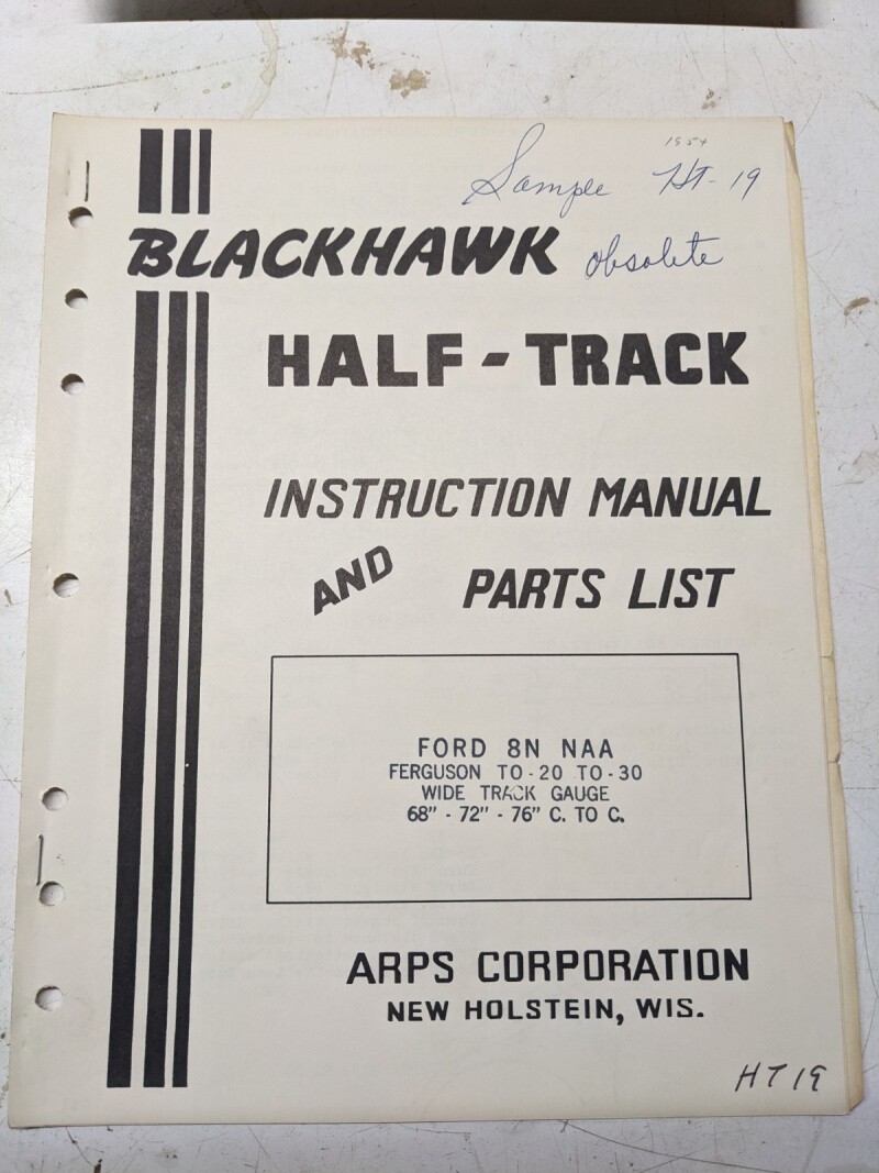 Arps Tractor Half-Track Instruction Owner Manual Parts List Ford 8N Naa Ht19