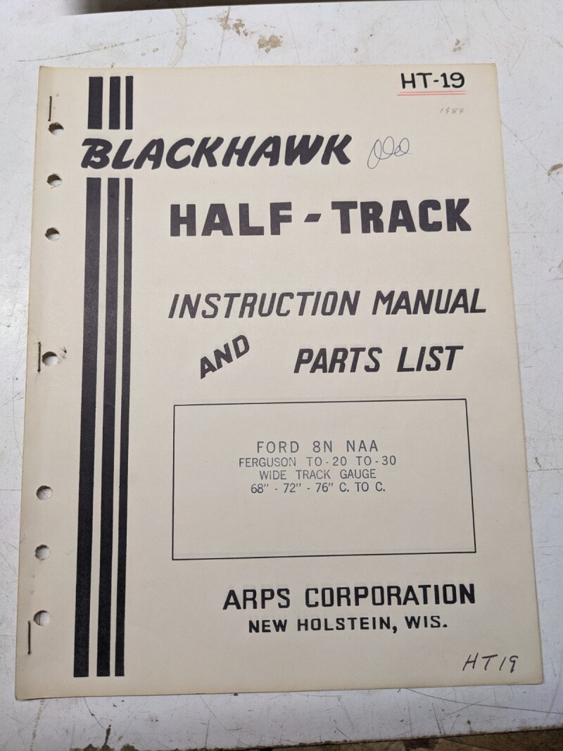 Arps Tractor Halftrack Instruction Owner Manual Part List Ferguson To 20 30 Ht19