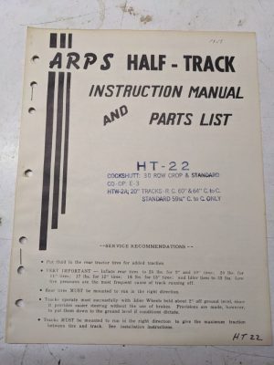 Arps Tractor Half-Track Instruction Owner Manual Parts List Co-Op Htw-2A Ht22