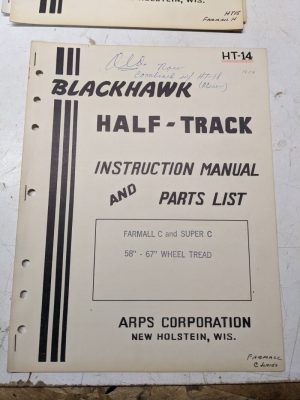 Arps Tractor Half-Track Instruction Owner Manual Parts List Farmall Super C Ht14