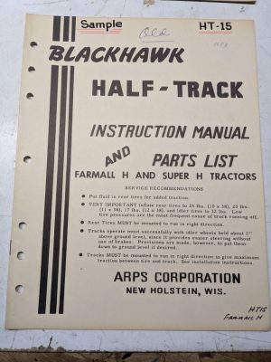 Arps Tractor Half-Track Instruction Owner Manual Parts List Farmall Super H Ht15