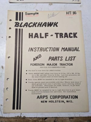 Arps Tractor Half-Track Instruction Owner Manual Parts List Fordson Major Ht16