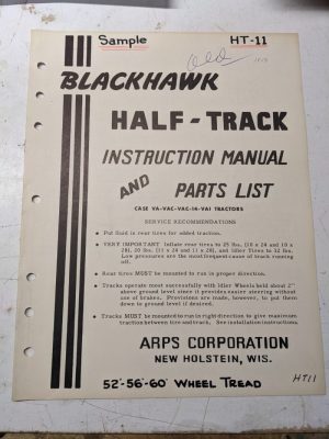 Arps Tractor Half-Track Instruction Owner Manual Parts List Case Va Vac 14 Ht11