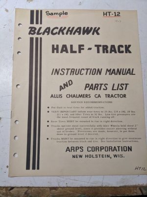 Arps Tractor Halftrack Instruction Owner Manual Part List Allis Chalmers Ca Ht12