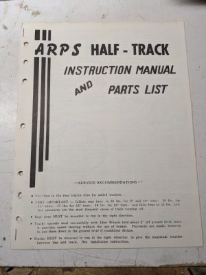 Arps Tractor Half-Track Instruction Owner Manual Parts List Heavy Duty Track
