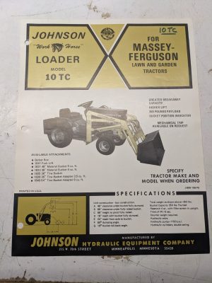 10Tc Johnson Work Horse Loader Model Specs Attachments Brochure Massey Ferguson