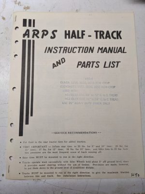Arps Tractor Half-Track Instruction Owner Manual Parts List Oliver Cockshutt