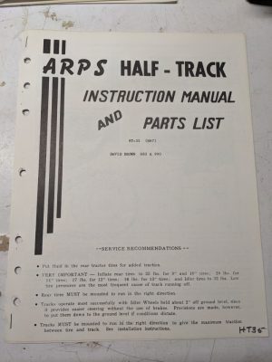 Arps Tractor Half-Track Instruction Owner Manual Parts List David Brown 880 Ht35