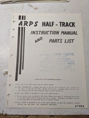 Arps Tractor Half-Track Instruction Owner Manual Parts List John Deere Jd 40T