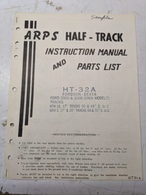 Arps Tractor Half-Track Instruction Owner Manual Parts List Fordson Dexta Ht32A