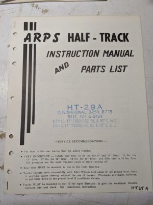 Arps Tractor Half-Track Instruction Owner Manual Parts List International Ht29A