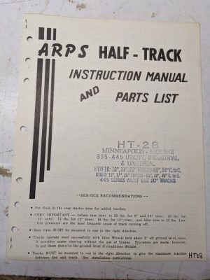 Arps Tractor Half-Track Instruction Owner Manual Parts List Minneapolis Moline