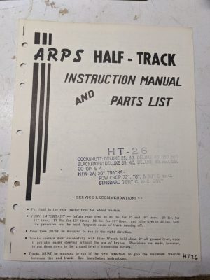 Arps Tractor Half-Track Instruction Owner Manual Parts List Cockshutt Deluxe