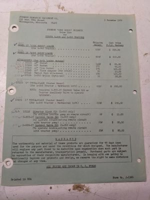 1972 Johnson Work Horse Products Kubota L-200 260 Tractor Price List Attachment