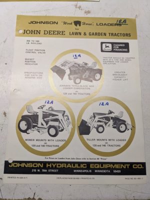 Johnson Work Horse Products Jd John Deere 120 140 Tractor Attachments Page 1971