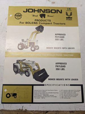 Johnson Work Horse Products Bolens Compact Tractor Attachments Page 1971