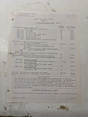 Johnson Work Horse Products Satoh 650-G Tractor Price List 1973 Attachment