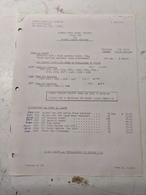 Johnson Work Horse Products Bolens Compact Tractors Price List 1973 Attachment
