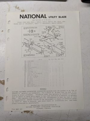 National Utility Blade Parts List Nab5 7 O Nar5 6 7 Ub4 Ub14A Ub18 Installation