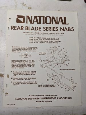 M02D M04D M51D M79D Tractor National Rear Blades Instructions Parts List