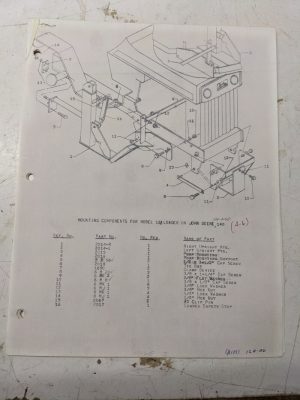 Johnson Work Horse Loader 12 Mounting Components John Deere 120 140 Part List