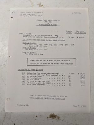 Johnson Work Horse Products For Bolens Compact Tractors 1971 Price List