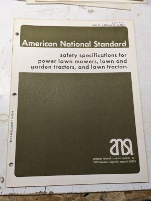 American National Standard Ansi 1972-74 Safety Specs Lawn Mowers Garden Tractor