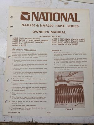 Nar250 Nar300 National Rake Series Owners Manual Parts List Manual