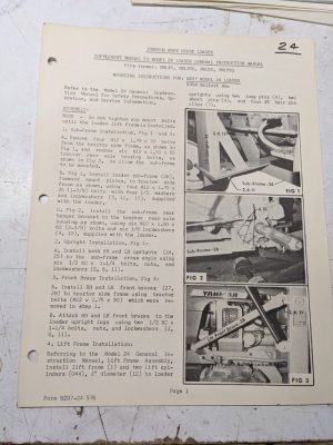 Johnson Work Horse Loader 24 Model B207 Supplement Manual Yanmar Ym135 155D