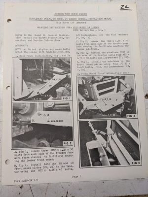 Johnson Work Horse Loader 24 Model B210 Supplement Manual Suzue 150 Tractor