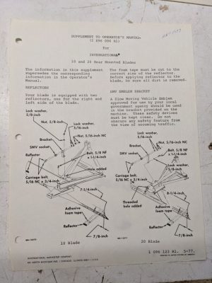 Johnson Work Horse 10 20 Blades Model Supplement Manual Ihc International 1977