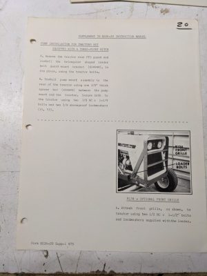 Johnson Work Horse Supplement To B226-20 Instruction Manual Model 20 Loader