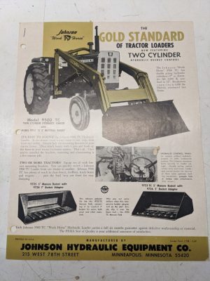 Johnson Work Horse Loader Options & Price List Page Brochure 1970 Model 9500 Tc