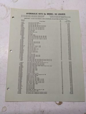 Johnson Work Horse Complete Model 40 42 Loader & Accessories 1971 Price List